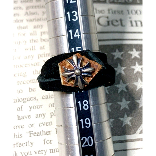 *展示品!ハンドメイド♪ ヴィンテージレザーのトラッシュ加工リング 14.5号*