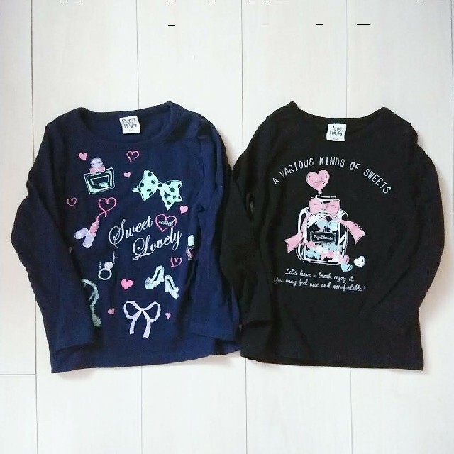 【美品】ナルミヤ 長袖Tシャツ 2枚セット 100 キッズ/ベビー/マタニティのキッズ服女の子用(90cm~)(Tシャツ/カットソー)の商品写真