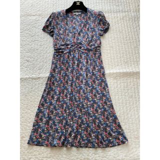 ローラアシュレイ(LAURA ASHLEY)のローラアシュレイ　ワンピース  グレー　花柄　ヴィンテージ(ひざ丈ワンピース)