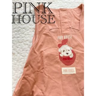 ピンクハウス(PINK HOUSE)のピンクハウス　ジャンパースカート　サロペット　犬　刺繍　ピンク(サロペット/オーバーオール)