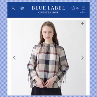 バーバリーブルーレーベル(BURBERRY BLUE LABEL)の【新品・未使用】今期　チェックドレープツイル スタンドカラーブラウス(シャツ/ブラウス(長袖/七分))