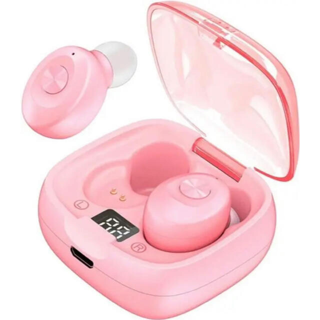 ワイヤレスイヤホン　Bluetooth 防水　ピンク スマホ/家電/カメラのオーディオ機器(ヘッドフォン/イヤフォン)の商品写真