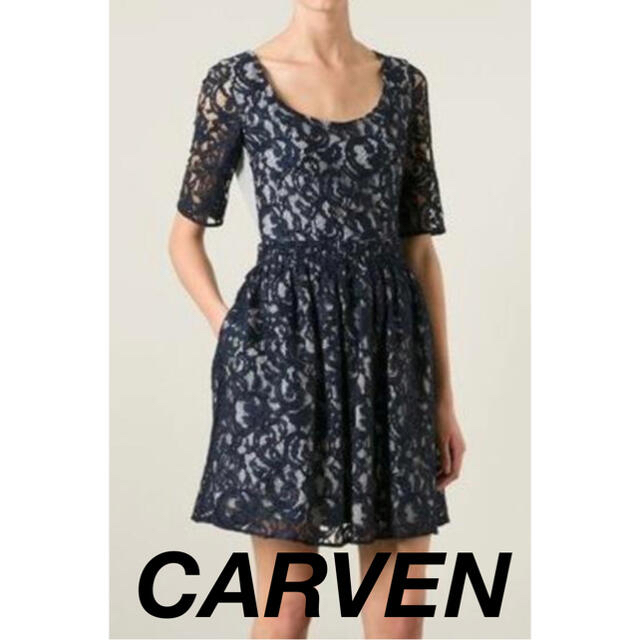 CARVEN(カルヴェン)の美品 CARVEN ワンピース レース チェック レディースのワンピース(ひざ丈ワンピース)の商品写真