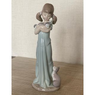 マイセン(MEISSEN)のLLADRO リヤドロ　リアドロ　置物　陶器　女の子　猫　ネコ(置物)