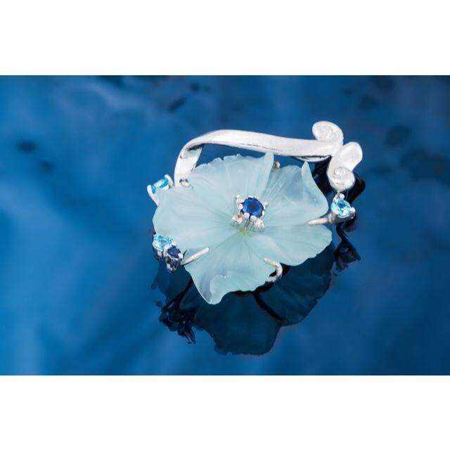 K18WG 水晶・ブルートパーズ・アイオライト・ダイヤモンド ペンダント ...