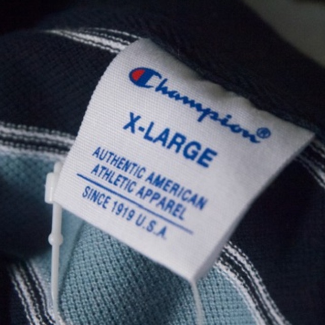 Champion(チャンピオン)のお値下げ　チャンピオン　ポロシャツ　XL ボーダー柄　新品タグ付き メンズのトップス(ポロシャツ)の商品写真