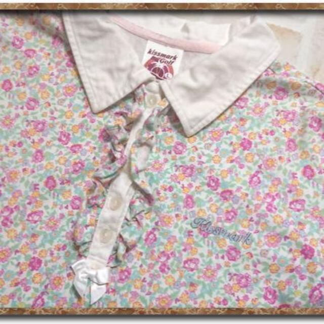 kissmark(キスマーク)のキスマークゴルフ　刺繍入り花柄ポロシャツ レディースのトップス(ポロシャツ)の商品写真