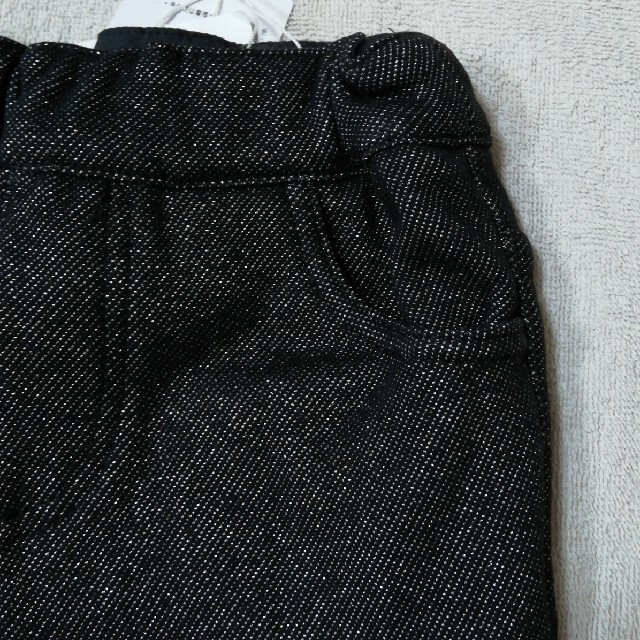 新品 BeBe ラメラメデニムニットパンツ ブラック90cm 3