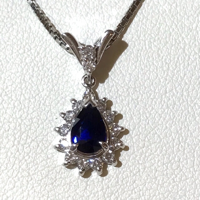 ☆Pt850/Pt900 サファイア0.65ct&ダイヤペンダント付ネックレス☆Pt900