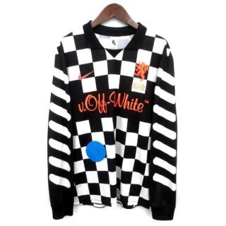 ナイキ(NIKE)のNIKE OFF-WHITE チェッカー サッカージャージー ロンT M 黒(Tシャツ/カットソー(七分/長袖))