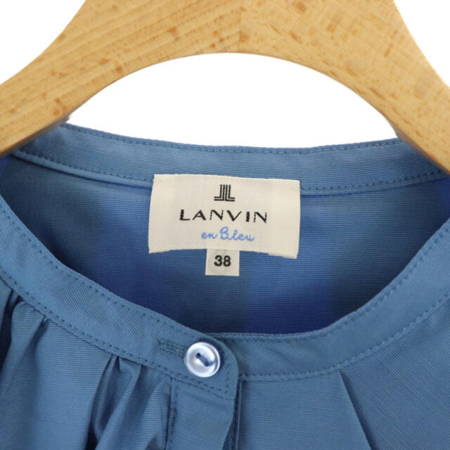 LANVIN en Bleu(ランバンオンブルー)のランバンオンブルー フリルカラーグログランブラウス 半袖 プルオーバー 38 青 レディースのレディース その他(その他)の商品写真