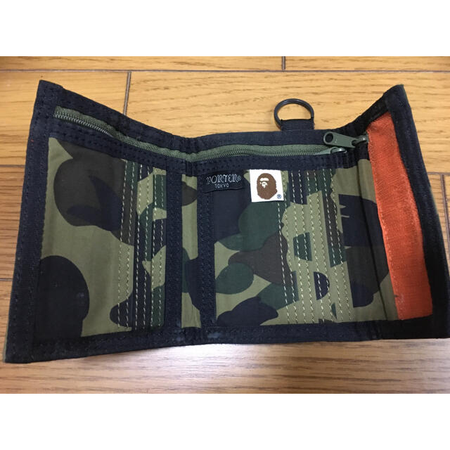 中古APE×PORTER財布エイプ 緑迷彩ポーター ウォレット使用感、汚れあり