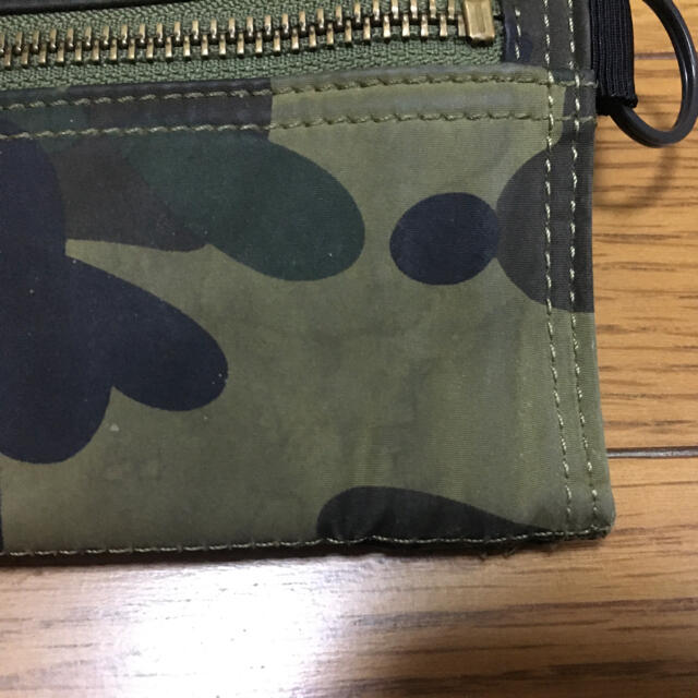 中古APE×PORTER財布エイプ 緑迷彩ポーター ウォレット使用感、汚れあり