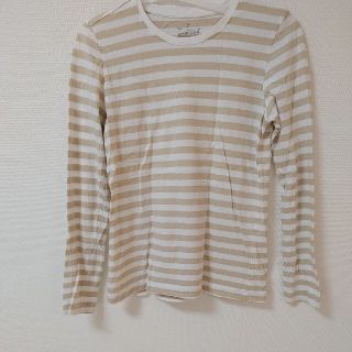 ムジルシリョウヒン(MUJI (無印良品))の無印良品　ボーダー　ベージュ　白　長袖　XS(Tシャツ(長袖/七分))