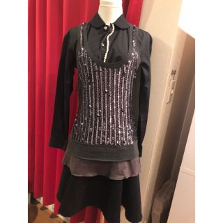 サカイ(sacai)のさとう様sacai異素材スパンコールニットチュニックギャルソンYUKI桐谷美玲(チュニック)