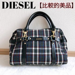 ディーゼル(DIESEL)の【比較的美品】ディーゼル DIESEL ハンドバッグ チェック ウール レザー(ハンドバッグ)