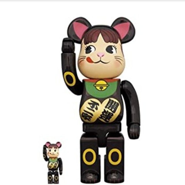 BE@RBRICK 招き猫 ペコちゃん 黒メッキ 100% & 400%