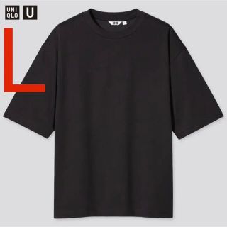 ユニクロ(UNIQLO)の美品■UNIQLO U エアリズムコットンオーバーサイズTシャツ ブラック L(Tシャツ/カットソー(半袖/袖なし))