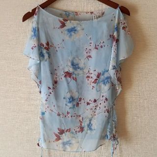 花柄シフォンブラウス　シースルー(シャツ/ブラウス(半袖/袖なし))