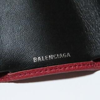 新品バレンシアガ短財布ミニウォレットダークレッド黒赤系レザーBalenciaga