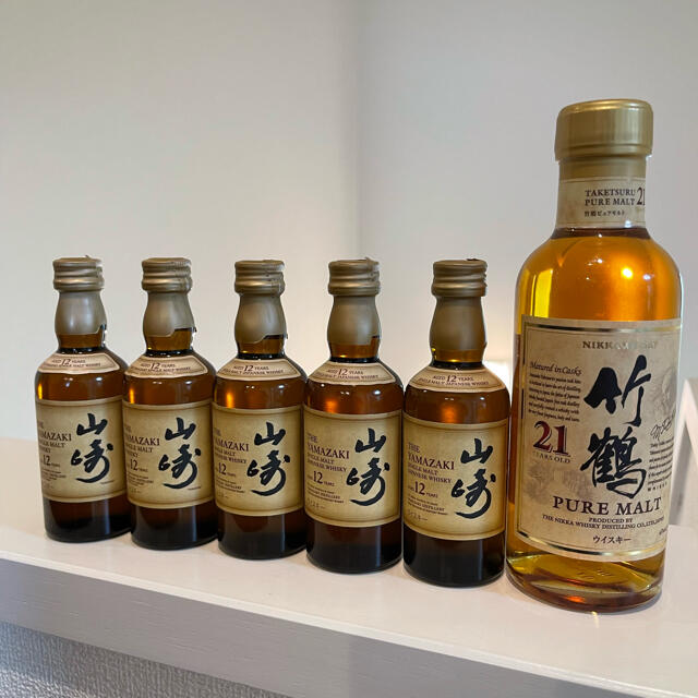 竹鶴21年（180ml）1本　&　山崎12年（50ml）×5本