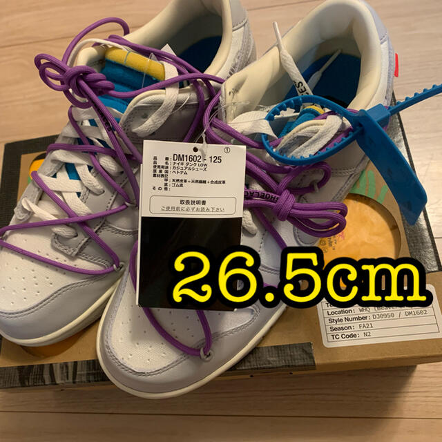 NIKE off-white Dunk Low lot 47メンズ