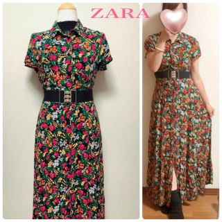 ザラ(ZARA)のZARA●花柄ロングワンピース●マキシ丈●ザラ●X S(ロングワンピース/マキシワンピース)