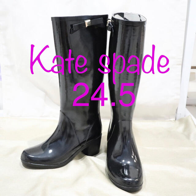 ケイトスペード レインブーツ レインシューズ ブラック kate spadショートレインブーツ サイズ7 24cm 長靴 ケイトスペード