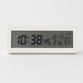 ムジルシリョウヒン(MUJI (無印良品))の《新品》  無印良品 デジタル電波時計(大音量アラーム機能つき)／ホワイト(置時計)