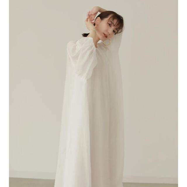 Louren chiffon gather flare dress  white