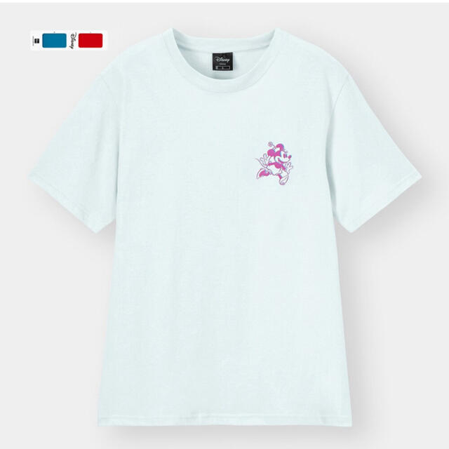GU(ジーユー)のGU ディズニー　ミニー　Tシャツ　ライトブルー　L メンズのトップス(Tシャツ/カットソー(半袖/袖なし))の商品写真