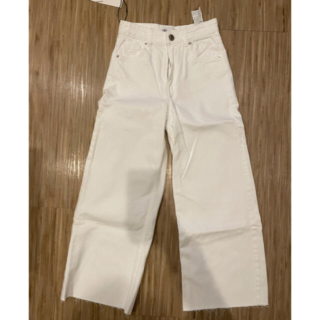 2022年最新海外 zara ホワイトデニム ワイドデニム ハイウエストデニム