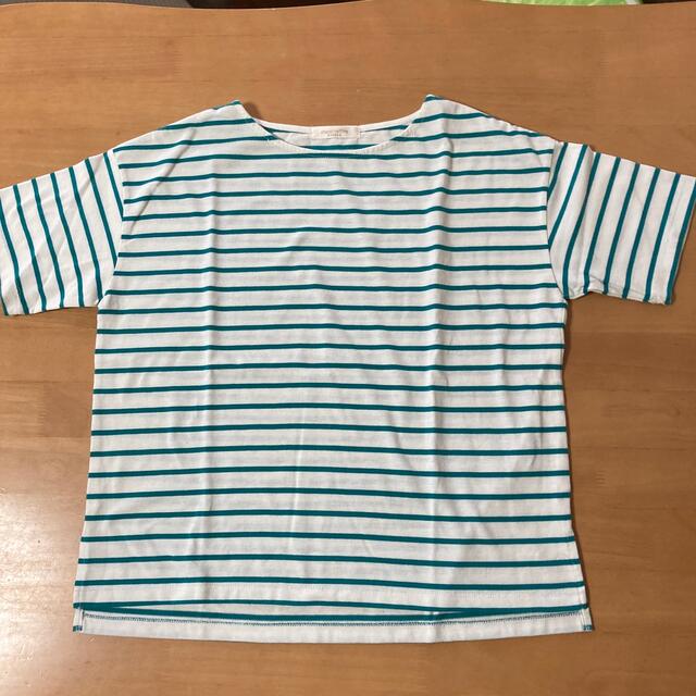 レディース　Ｔシャツ　ボーダー　グリーン　 レディースのトップス(Tシャツ(半袖/袖なし))の商品写真