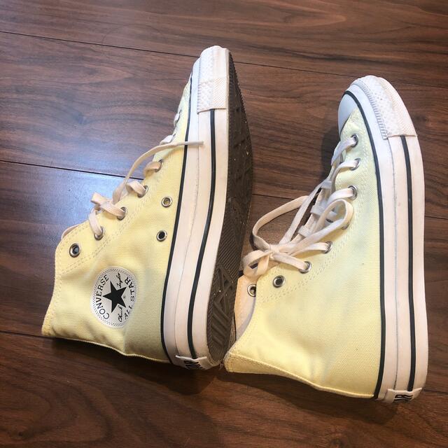 CONVERSE(コンバース)のコンバース　ハイカットスニーカー　24.5 ライトイエロー レディースの靴/シューズ(スニーカー)の商品写真