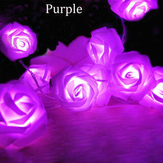 小ぶりな花束*ローズフラワー バラのLEDライト ルームランプ 紫(フロアスタンド)