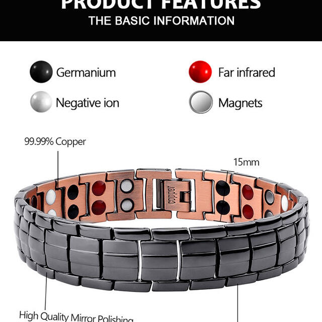 高級感高級感ゲルマニウム 遠赤外線 マイナスイオン マグネット ブレスレット ボディケアエステ