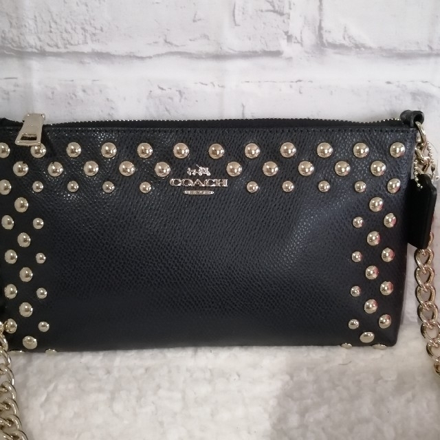 美品♥COACH コーチ♥チェーンショルダーバッグミニ　スタッズ　ブラック 3