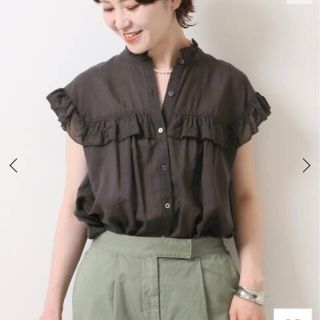 スピックアンドスパン(Spick & Span)のpick and Spanコットンミックスノースリーブフリルブラウス(シャツ/ブラウス(半袖/袖なし))