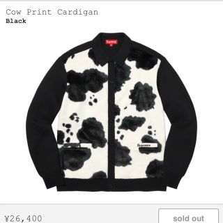 シュプリーム(Supreme)のsupreme Cow Print Cardigan ブラック Mサイズ(カーディガン)