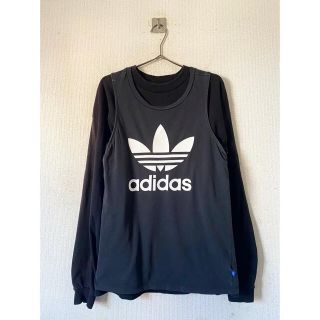 アディダス(adidas)のvintage 00s adidas トレフォイル デカロゴ 黒 タンクトップ(タンクトップ)