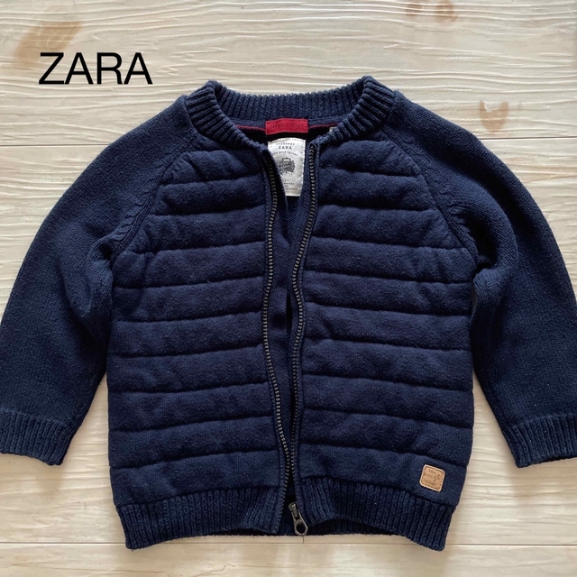 ZARA(ザラ)のZARA  ブルゾン　ネイビー　ニットカーデ キッズ/ベビー/マタニティのベビー服(~85cm)(ジャケット/コート)の商品写真