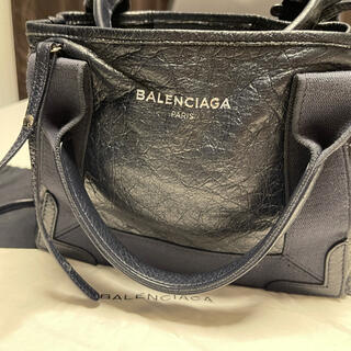 バレンシアガ(Balenciaga)のBALENCIAGA バレンシアガ レザー ネイビーカバXS 黒(ショルダーバッグ)