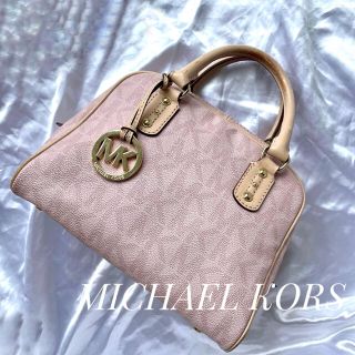 マイケルコース(Michael Kors)のMK柄《マイケルコース》ハンドバッグ　ピンク　PVC レザー(ハンドバッグ)