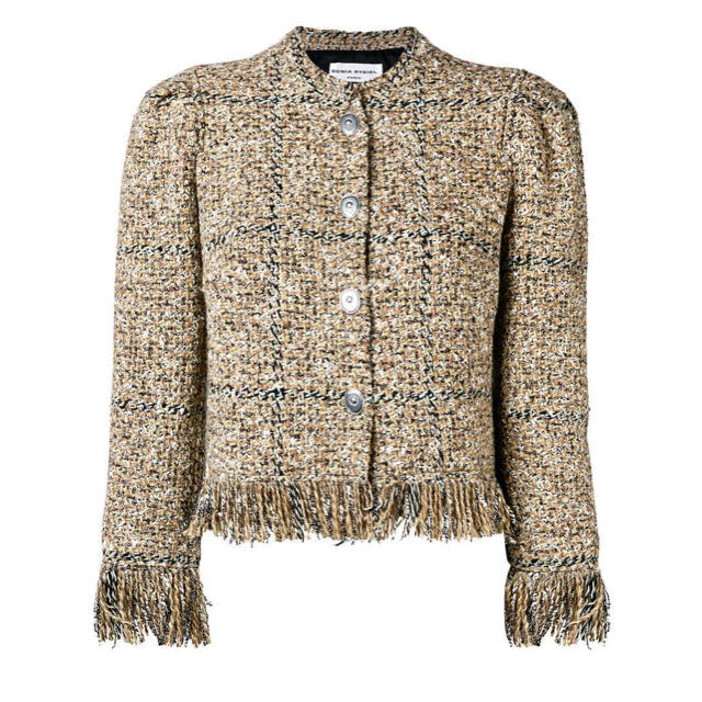 DEUXIEME CLASSE(ドゥーズィエムクラス)のSONIA RYKIEL Fringe Tweed Jacket ジャケット レディースのジャケット/アウター(ノーカラージャケット)の商品写真