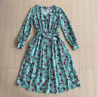 ★美品★ANAYI 花柄ワンピース  38号 ブルー系