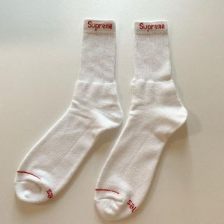 シュプリーム(Supreme)のシュプリーム　Hanes Crew ソックス　白　ピンク　2足セット(ソックス)