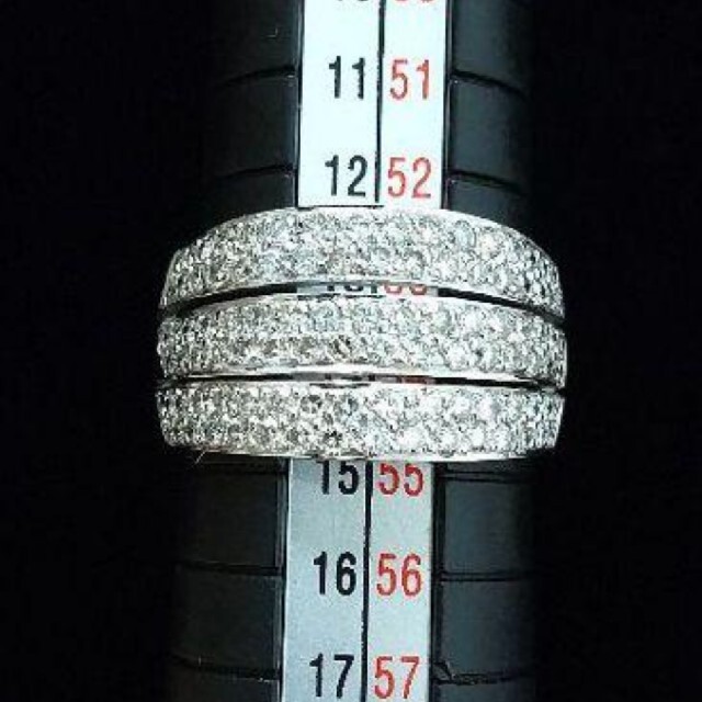 K18WG 幅広ダイヤモンドパヴェリング 13号 1.2ct