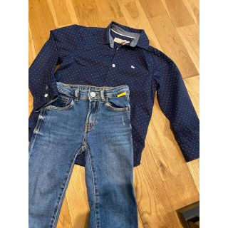 ザラキッズ(ZARA KIDS)のシャツ　デニム　セット　H&M ZARA 120㌢　ドット(Tシャツ/カットソー)