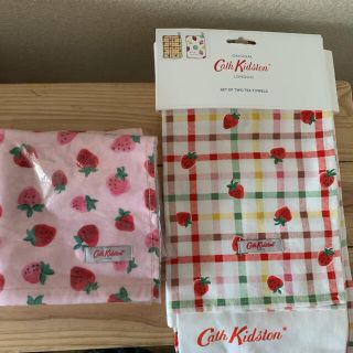 キャスキッドソン(Cath Kidston)の新品タグ付き　キャスキッドソン　いちご柄　ティータオル&ウォッシュタオル(テーブル用品)