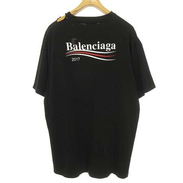 BALENCIAGA バレンシアガ 17AW キャンペーンロゴ プリント半袖Tシャツ 508203-TBV42 ネイビー